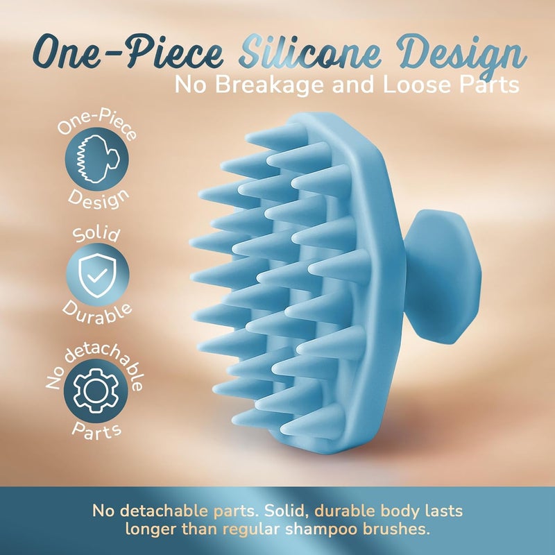 SILKLE Scalp Massager Shampoo Brush – Silicone Scalp Scrubber for Hair Growth & Dandruff Removal, One-Piece, Non-Slip Handle, Soft Bristles, Wet/Dry Shower Scalp Exfoliator for All Hair Types – Blue - Image 4